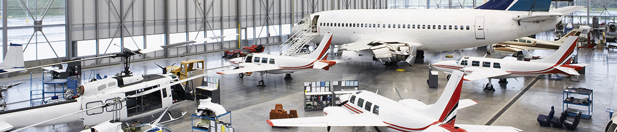Hangar with various size aircraft