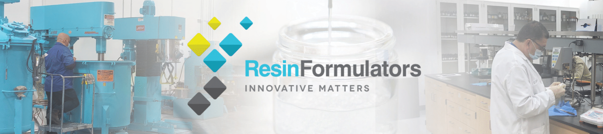 Resin Formulator banner with logo and background image