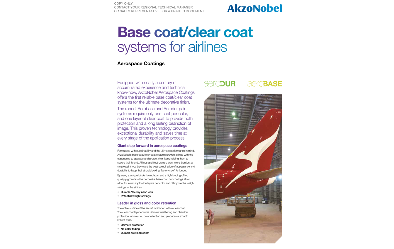 Base coat/clear coat systems for airlines